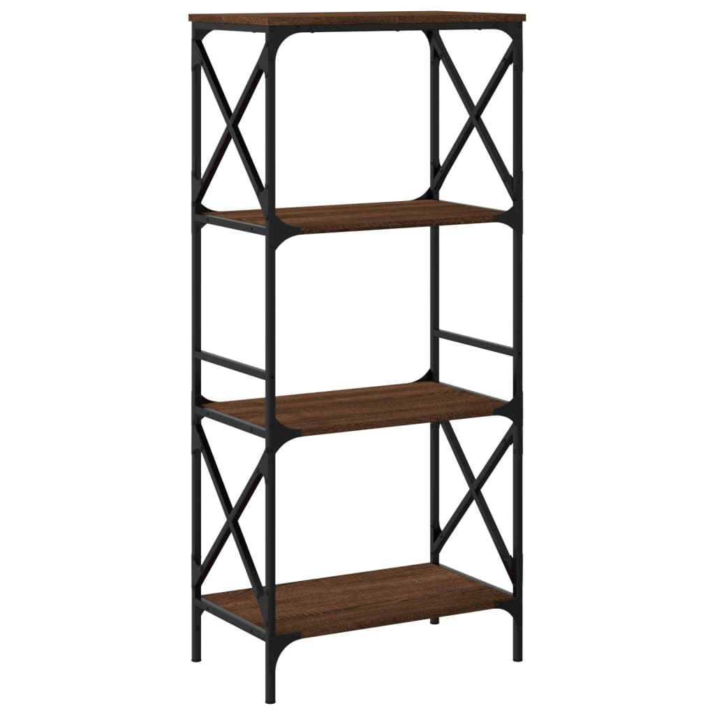 Boekenkast 4-laags 59x35x132 cm bewerkt hout bruin eikenkleur is nu te koop bij PeponiXL, paradijselijk wonen!