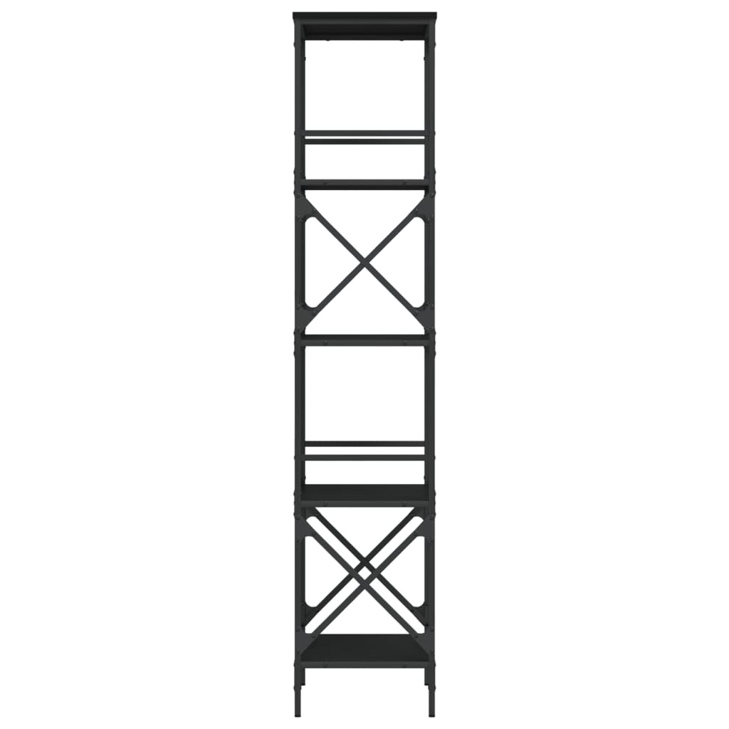 Boekenkast 5-laags 59x35x171 cm bewerkt hout zwart is nu te koop bij PeponiXL, paradijselijk wonen!