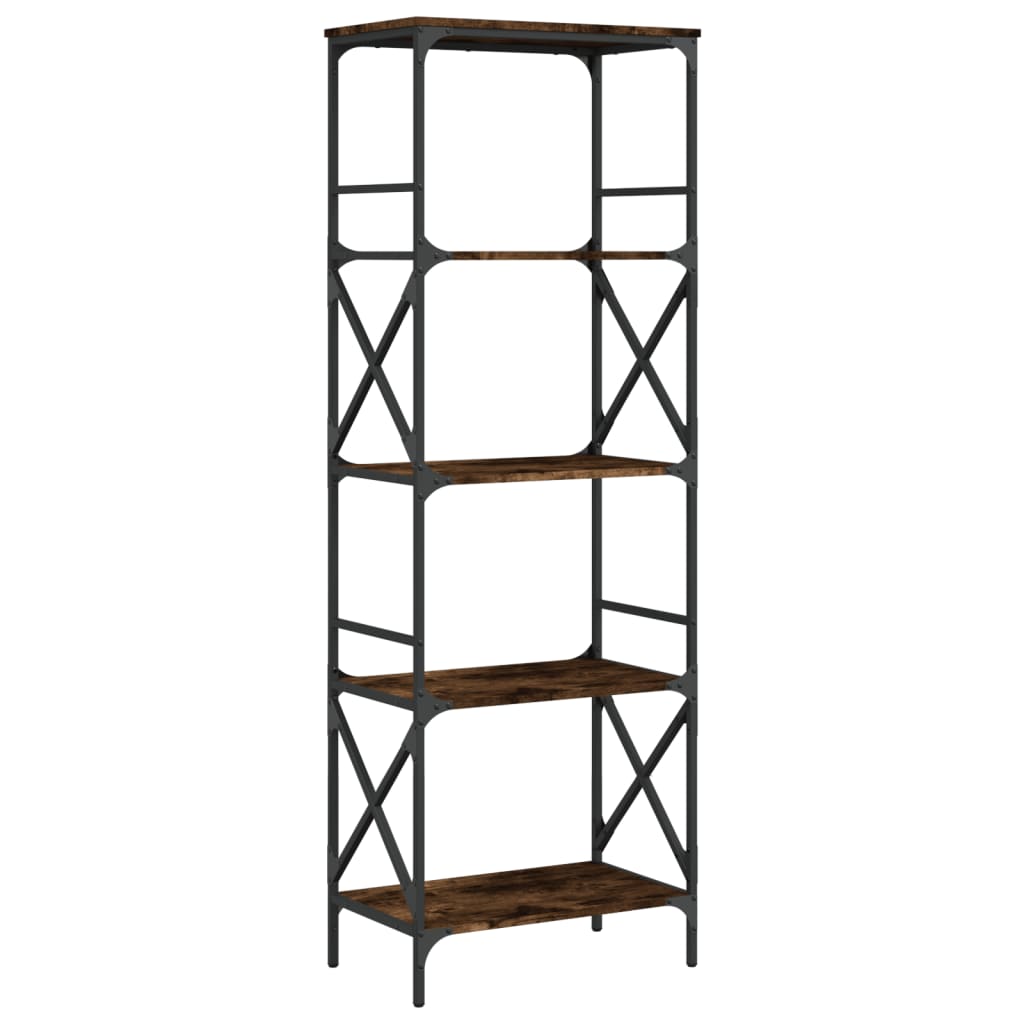 Boekenkast 5-laags 59x35x171 cm bewerkt hout gerookt eikenkleur is nu te koop bij PeponiXL, paradijselijk wonen!