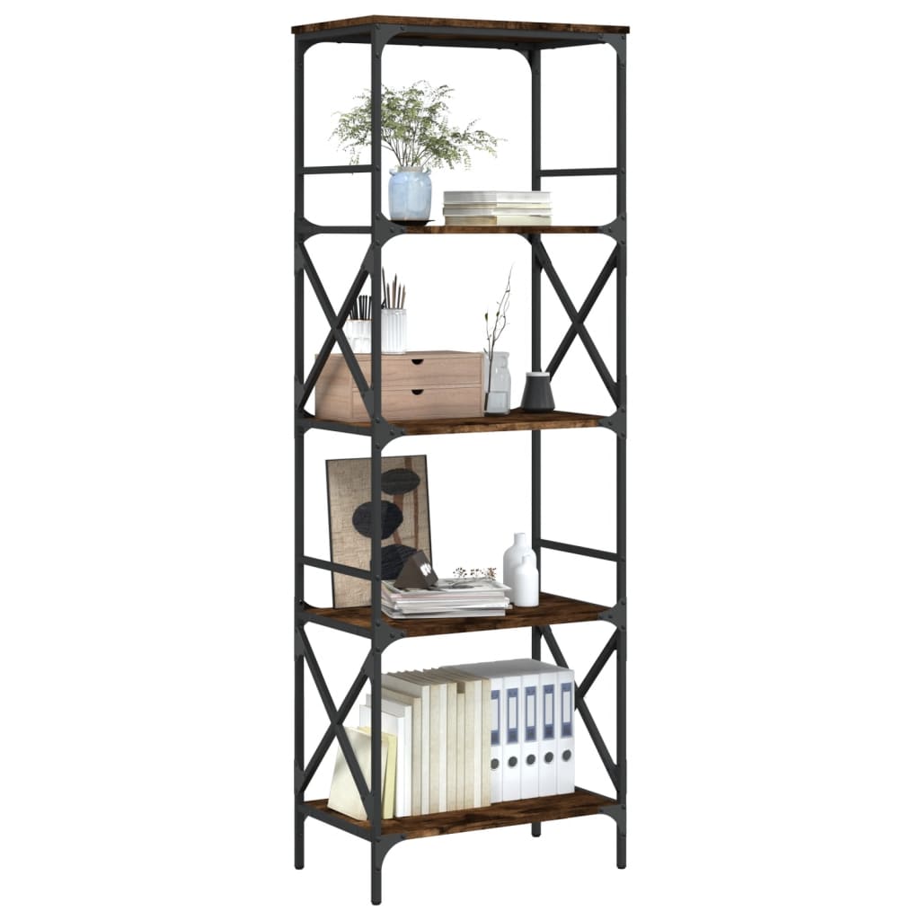 Boekenkast 5-laags 59x35x171 cm bewerkt hout gerookt eikenkleur is nu te koop bij PeponiXL, paradijselijk wonen!