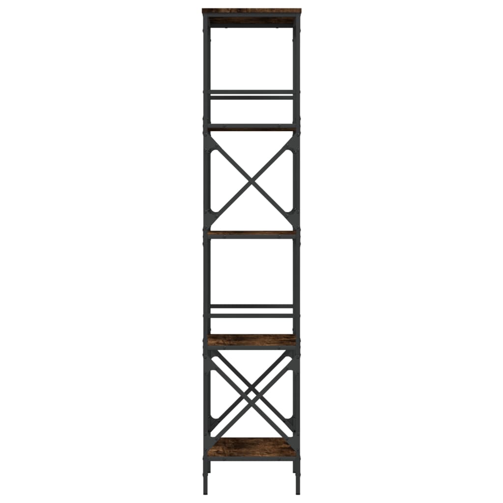 Boekenkast 5-laags 59x35x171 cm bewerkt hout gerookt eikenkleur is nu te koop bij PeponiXL, paradijselijk wonen!