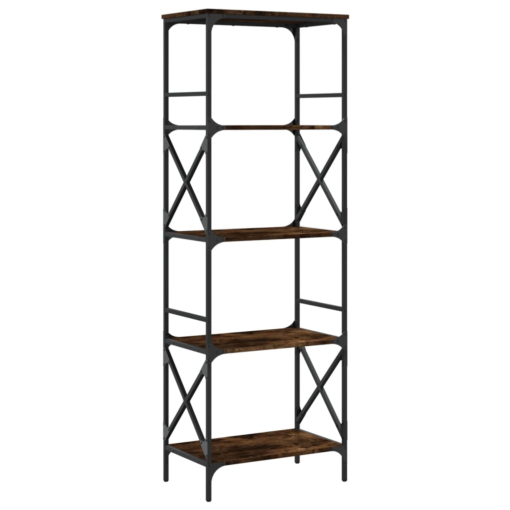 Boekenkast 5-laags 59x35x171 cm bewerkt hout gerookt eikenkleur is nu te koop bij PeponiXL, paradijselijk wonen!