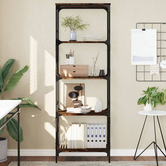 Boekenkast 5-laags 59x35x171 cm bewerkt hout gerookt eikenkleur is nu te koop bij PeponiXL, paradijselijk wonen!