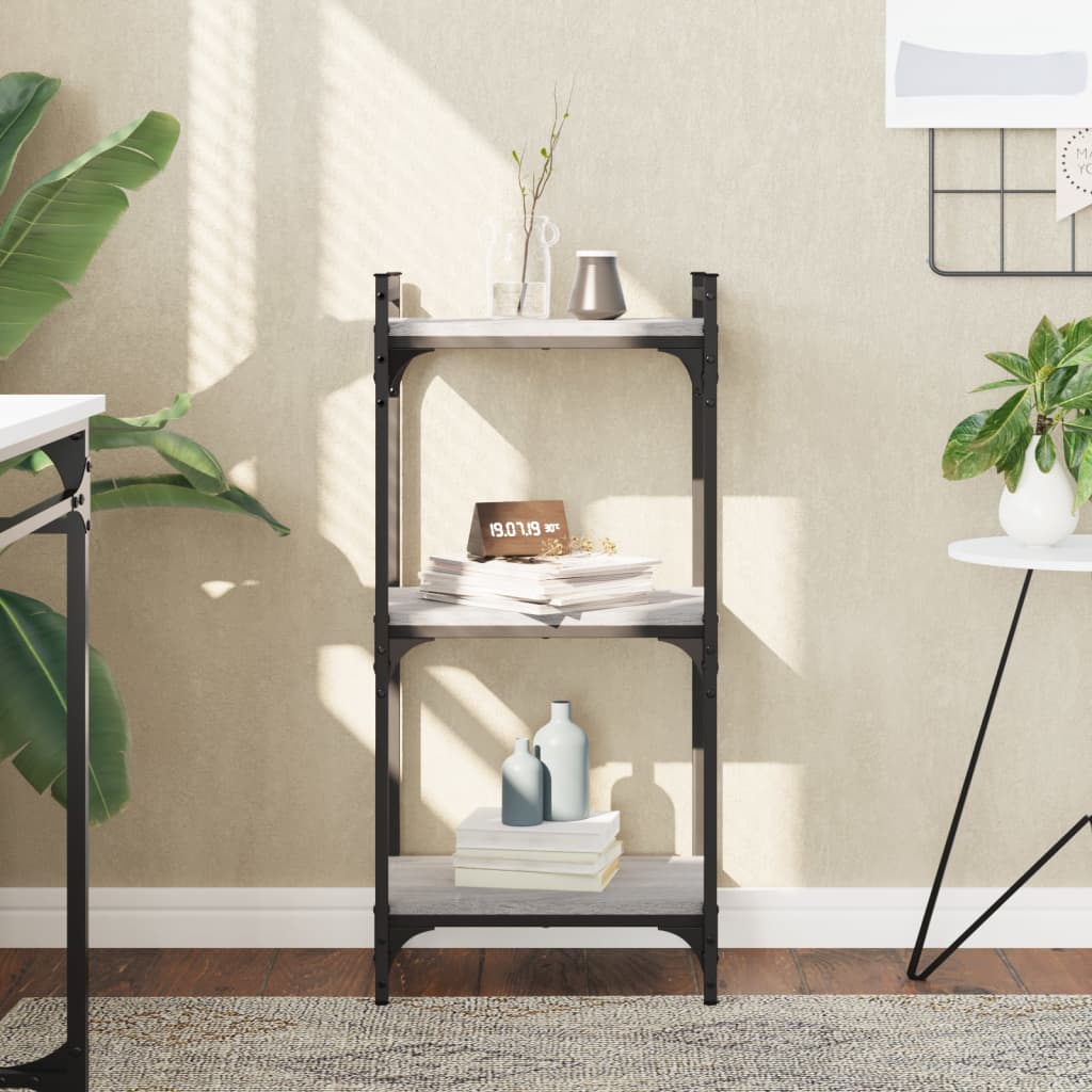 Boekenkast 3-laags 40x30x86 cm bewerkt hout grijs sonoma is nu te koop bij PeponiXL, paradijselijk wonen!