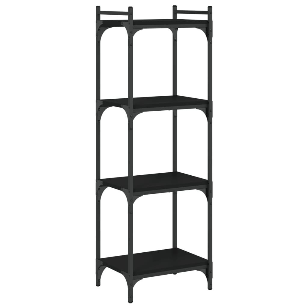 Boekenkast 4-laags 40x30x120 cm bewerkt hout zwart is nu te koop bij PeponiXL, paradijselijk wonen!