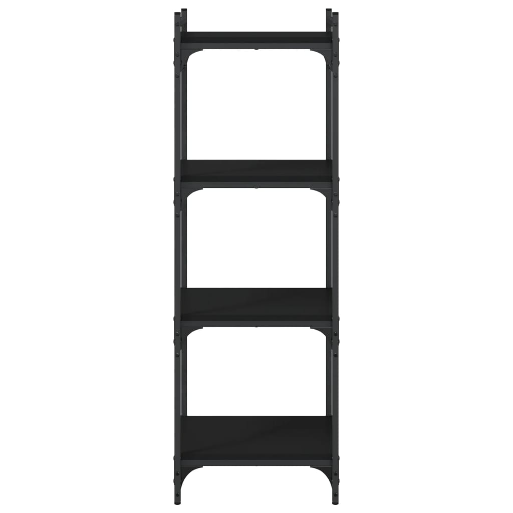 Boekenkast 4-laags 40x30x120 cm bewerkt hout zwart is nu te koop bij PeponiXL, paradijselijk wonen!