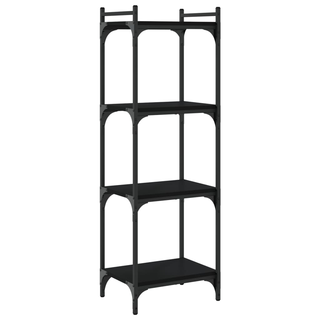 Boekenkast 4-laags 40x30x120 cm bewerkt hout zwart is nu te koop bij PeponiXL, paradijselijk wonen!