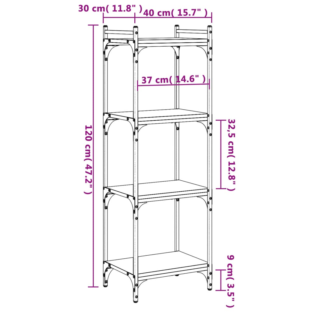 Boekenkast 4-laags 40x30x120 cm bewerkt hout zwart is nu te koop bij PeponiXL, paradijselijk wonen!