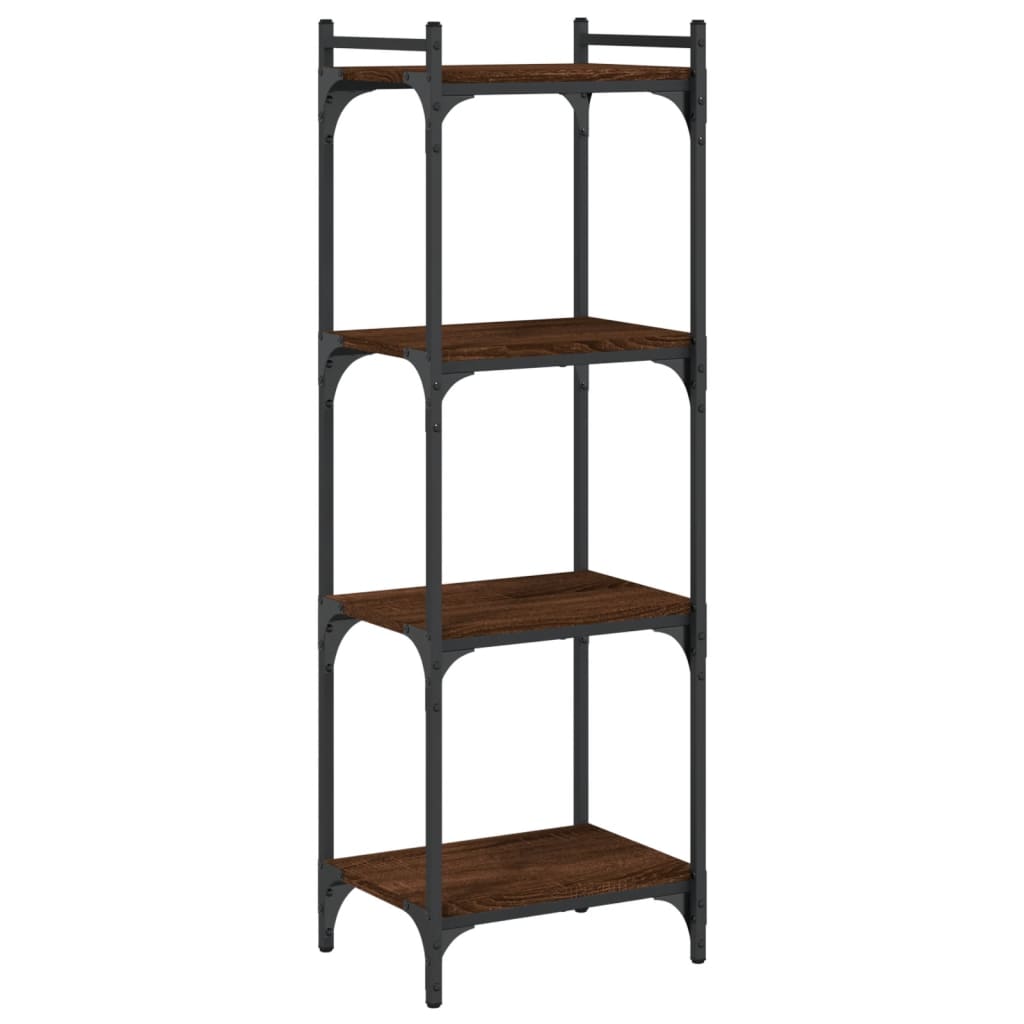 Boekenkast 4-laags 40x30x120 cm bewerkt hout bruin eikenkleur is nu te koop bij PeponiXL, paradijselijk wonen!