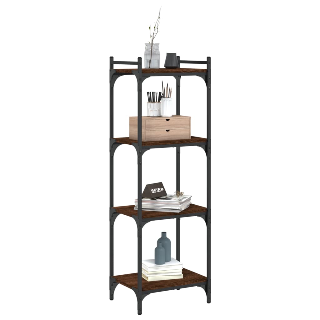 Boekenkast 4-laags 40x30x120 cm bewerkt hout bruin eikenkleur is nu te koop bij PeponiXL, paradijselijk wonen!