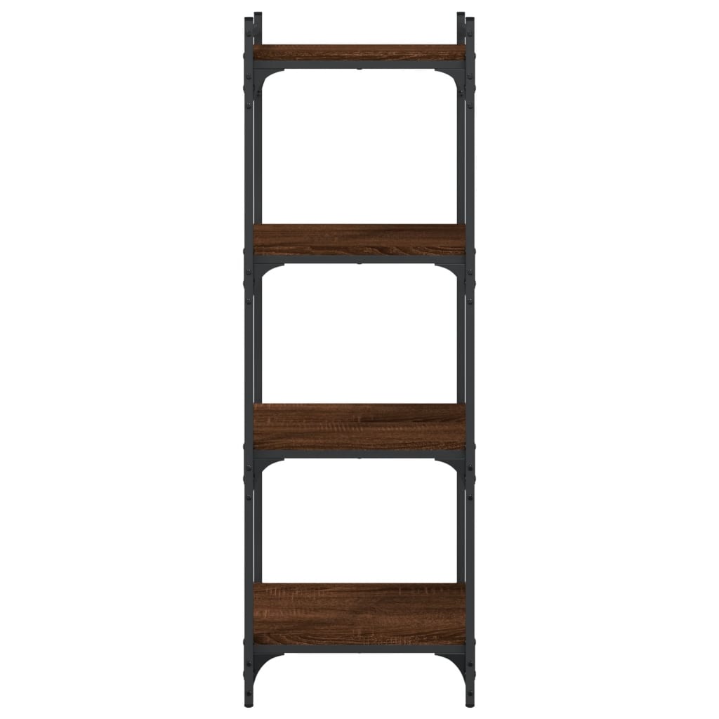 Boekenkast 4-laags 40x30x120 cm bewerkt hout bruin eikenkleur is nu te koop bij PeponiXL, paradijselijk wonen!