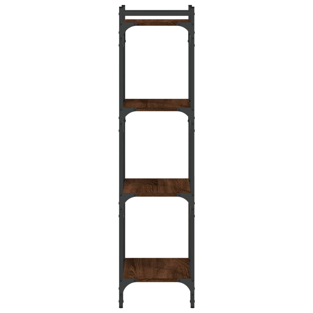 Boekenkast 4-laags 40x30x120 cm bewerkt hout bruin eikenkleur is nu te koop bij PeponiXL, paradijselijk wonen!