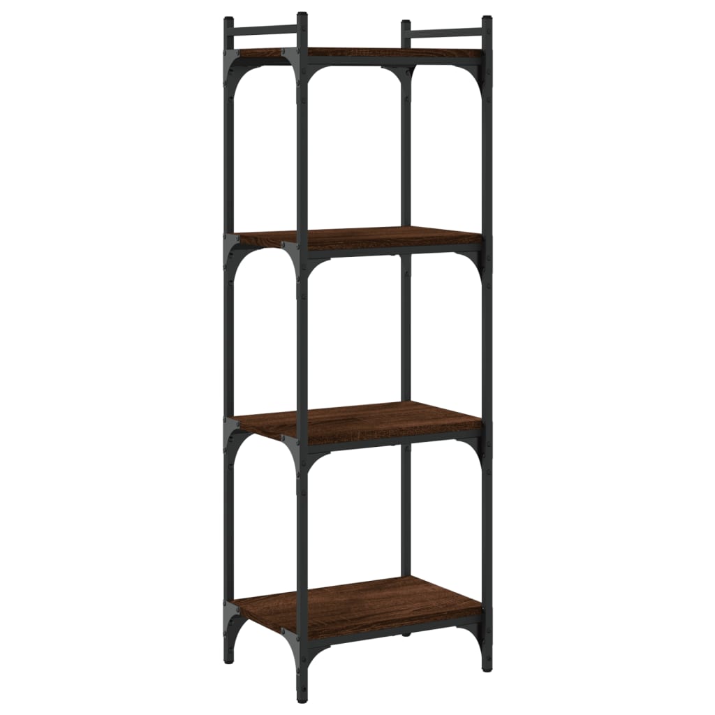 Boekenkast 4-laags 40x30x120 cm bewerkt hout bruin eikenkleur is nu te koop bij PeponiXL, paradijselijk wonen!