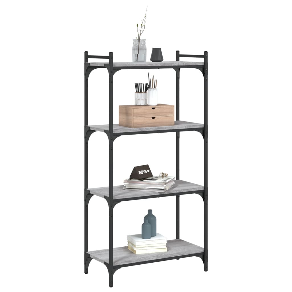 Boekenkast 4-laags 60x30x120 cm bewerkt hout grijs sonoma eiken is nu te koop bij PeponiXL, paradijselijk wonen!