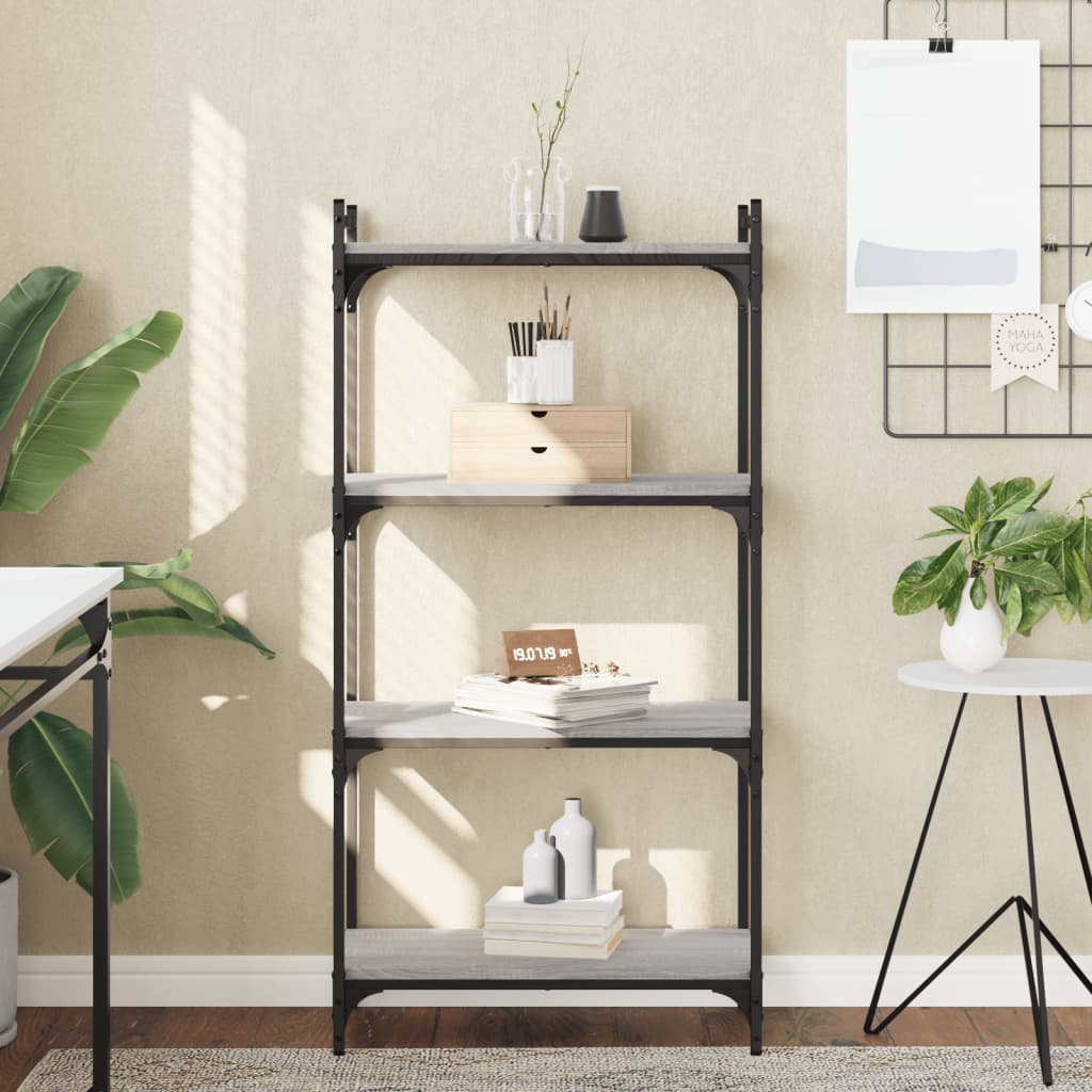 Boekenkast 4-laags 60x30x120 cm bewerkt hout grijs sonoma eiken is nu te koop bij PeponiXL, paradijselijk wonen!