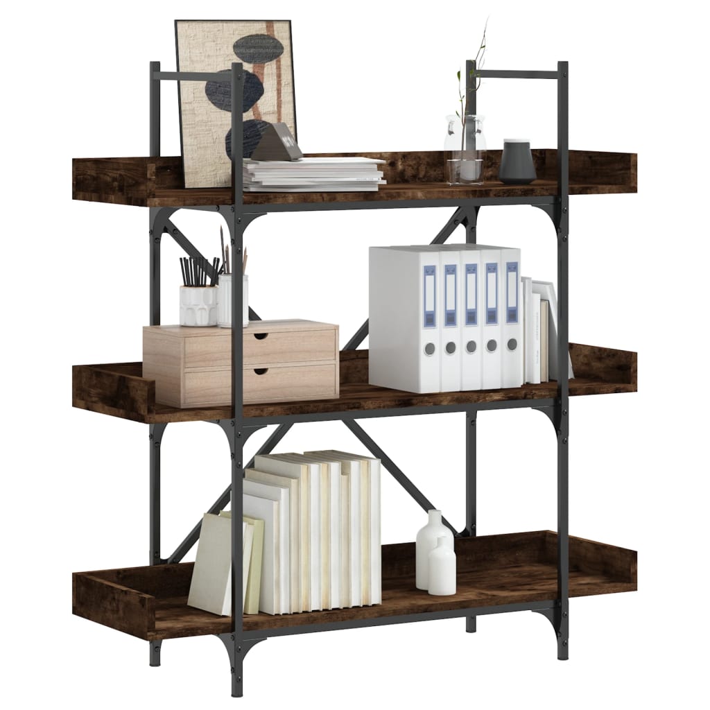 Boekenkast 3-laags 100x33x108,5 cm bewerkt hout gerookt eiken is nu te koop bij PeponiXL, paradijselijk wonen!