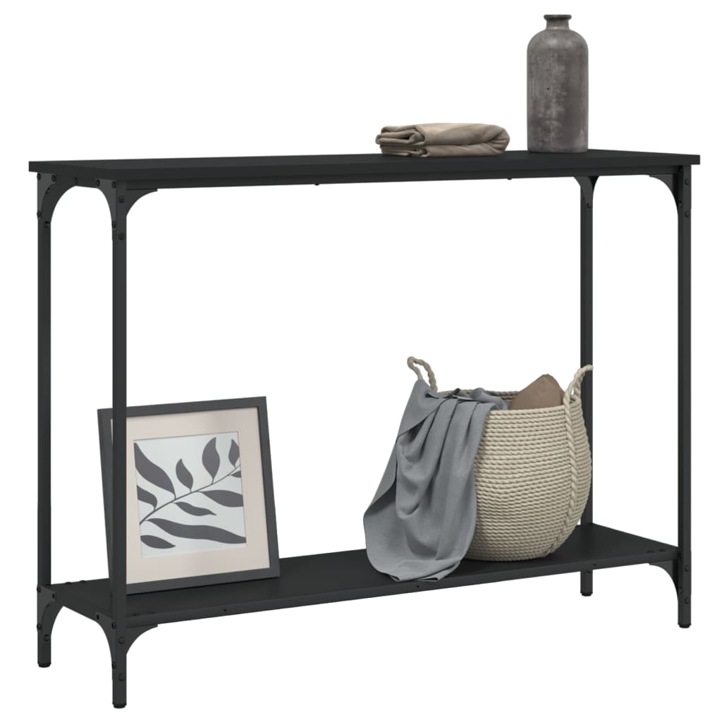 Wandtafel 101x30,5x75 cm bewerkt hout zwart is nu te koop bij PeponiXL, paradijselijk wonen!