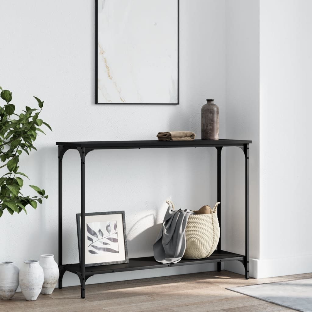 Wandtafel 101x30,5x75 cm bewerkt hout zwart is nu te koop bij PeponiXL, paradijselijk wonen!