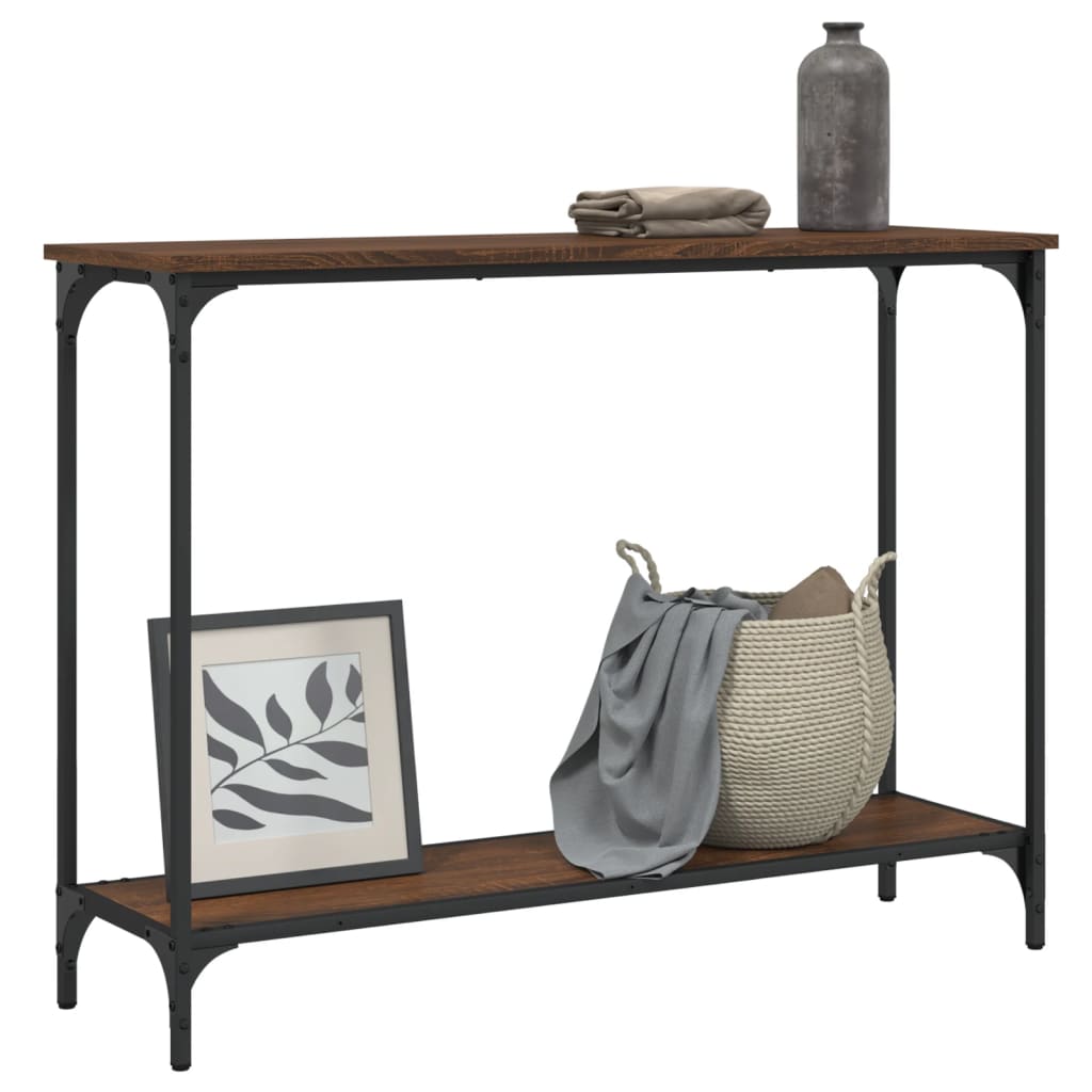 Wandtafel 101x30,5x75 cm bewerkt hout bruin eikenkleur is nu te koop bij PeponiXL, paradijselijk wonen!