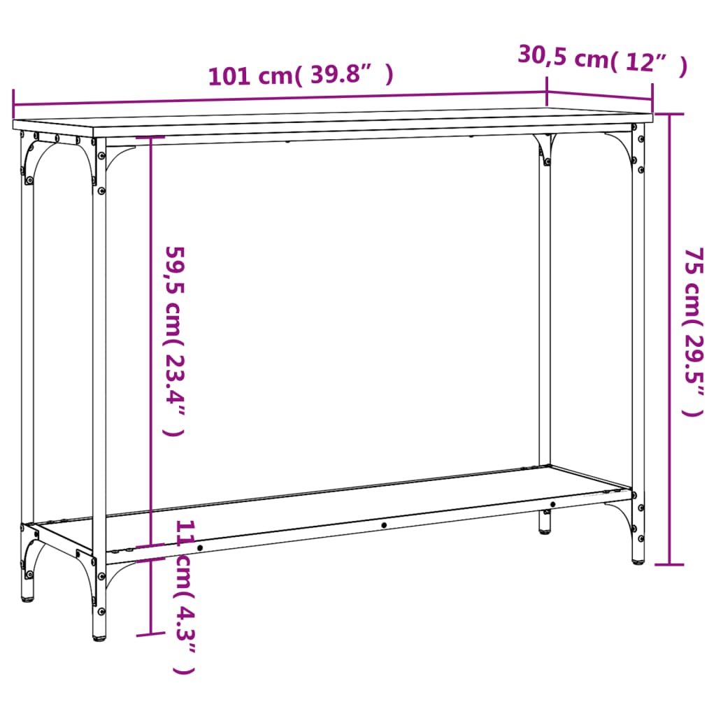 Wandtafel 101x30,5x75 cm bewerkt hout bruin eikenkleur is nu te koop bij PeponiXL, paradijselijk wonen!