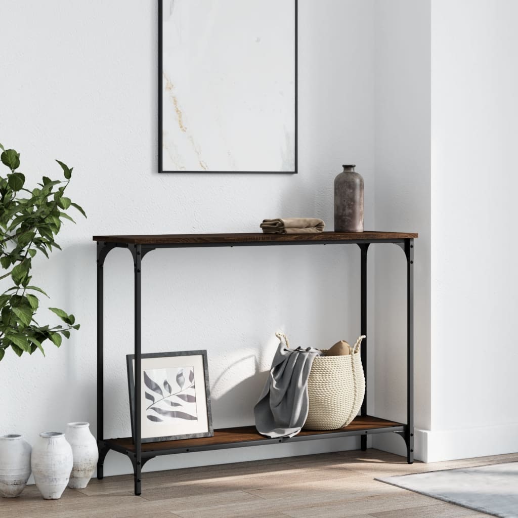 Wandtafel 101x30,5x75 cm bewerkt hout bruin eikenkleur is nu te koop bij PeponiXL, paradijselijk wonen!