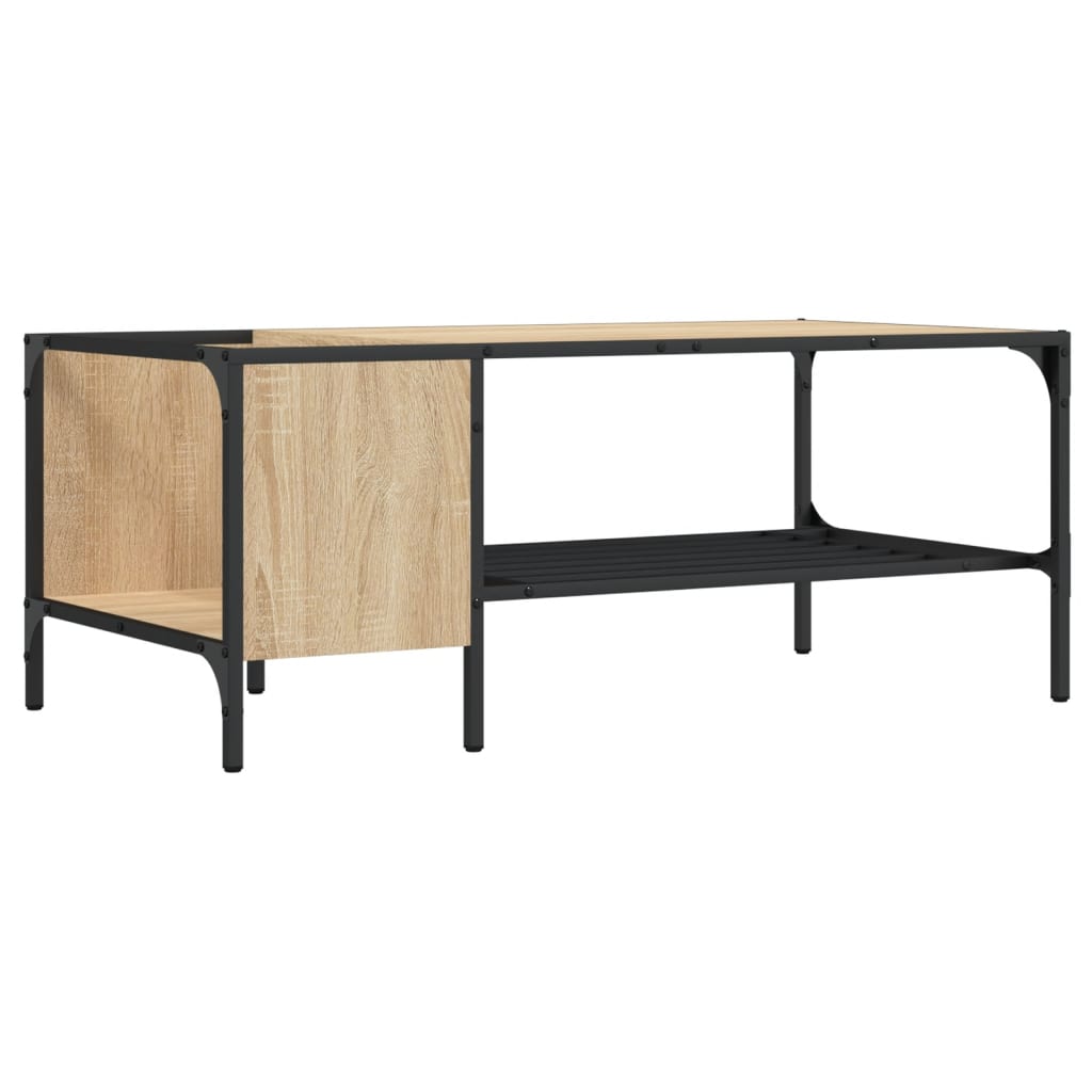 Salontafel met rek 100x51x40 cm bewerkt hout sonoma eikenkleur is nu te koop bij PeponiXL, paradijselijk wonen!