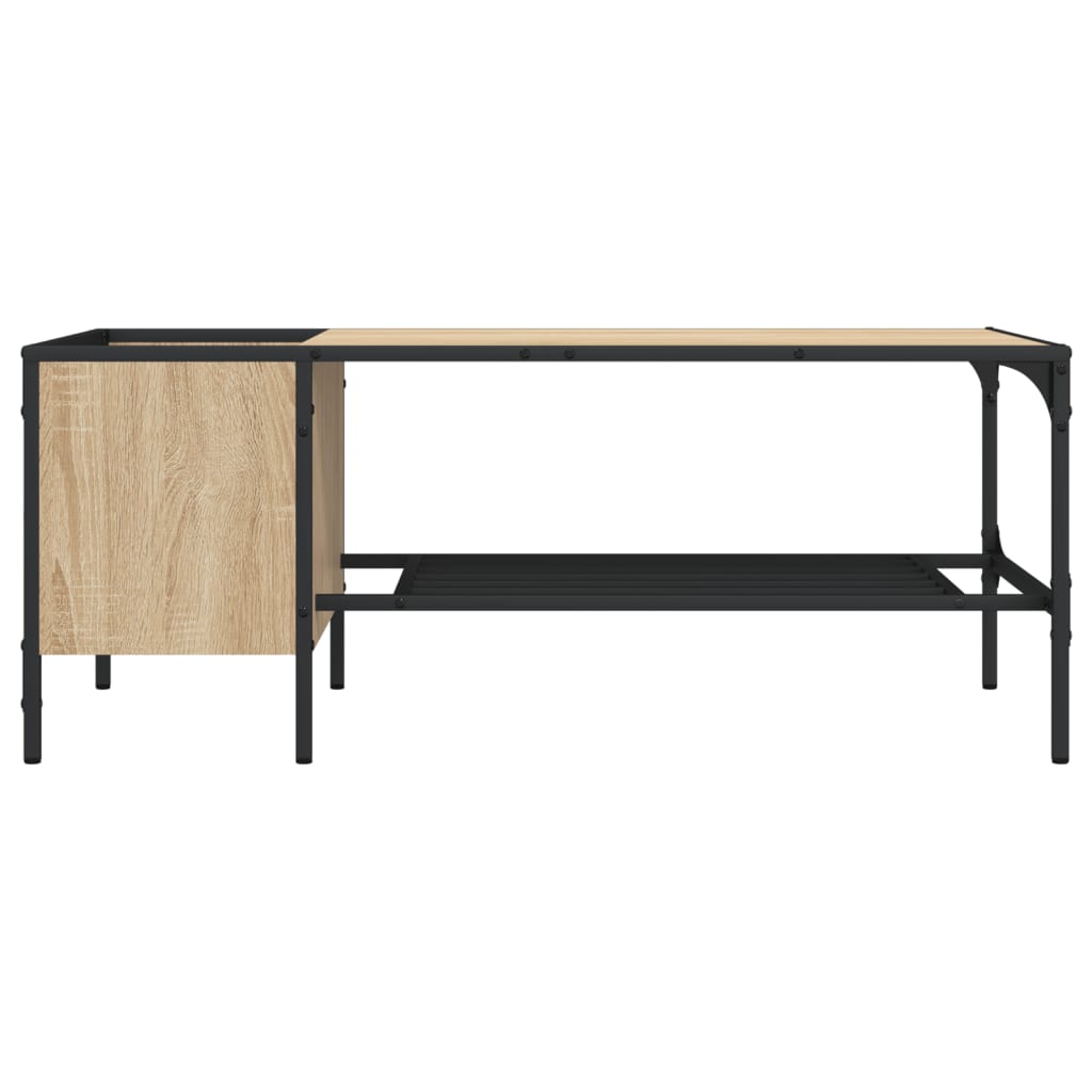 Salontafel met rek 100x51x40 cm bewerkt hout sonoma eikenkleur is nu te koop bij PeponiXL, paradijselijk wonen!