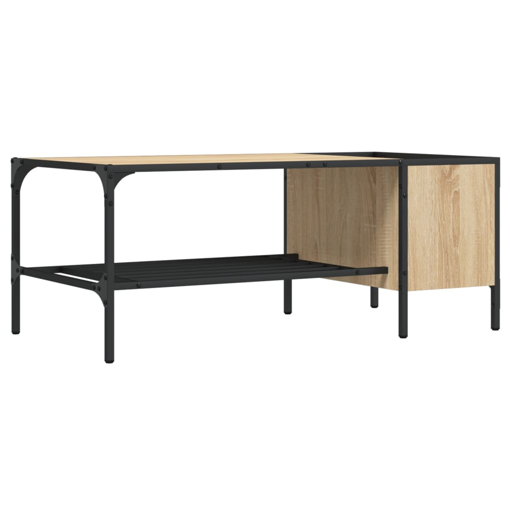 Salontafel met rek 100x51x40 cm bewerkt hout sonoma eikenkleur is nu te koop bij PeponiXL, paradijselijk wonen!