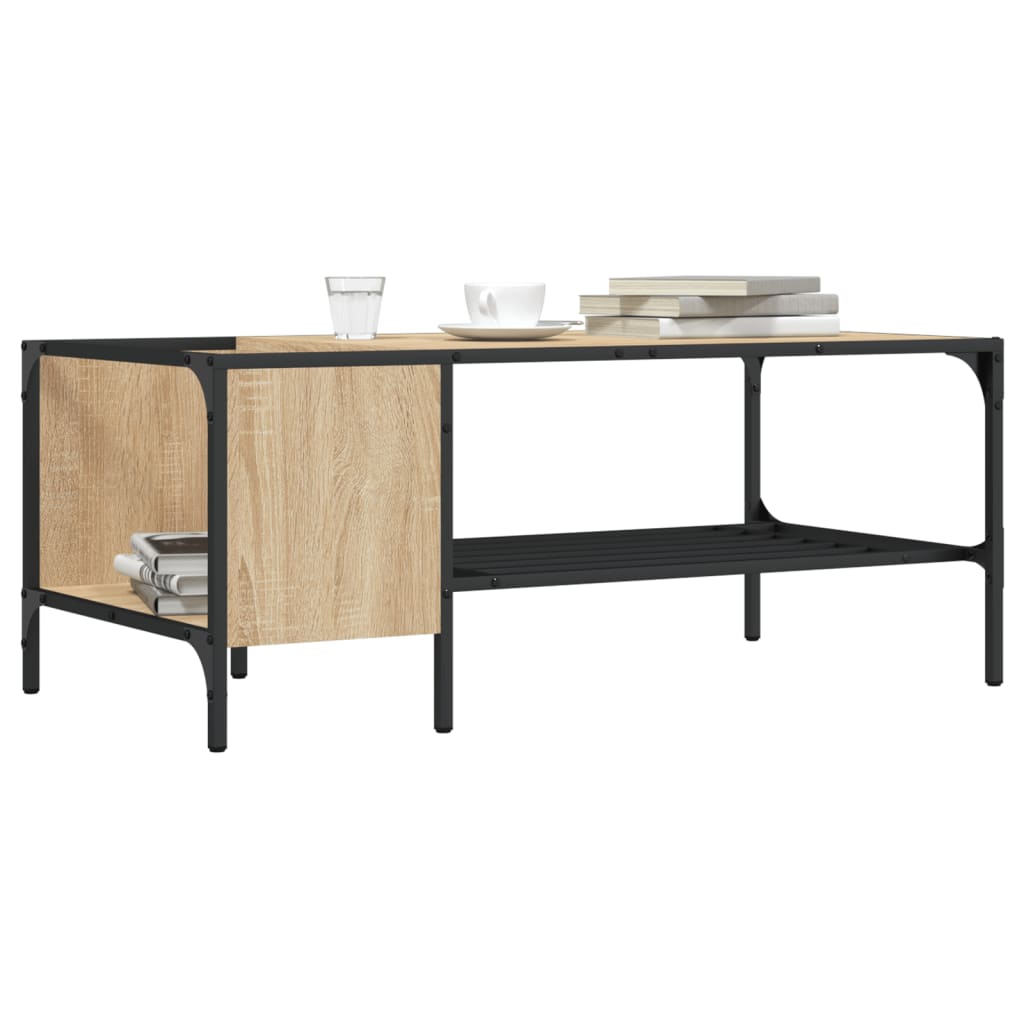 Salontafel met rek 100x51x40 cm bewerkt hout sonoma eikenkleur is nu te koop bij PeponiXL, paradijselijk wonen!