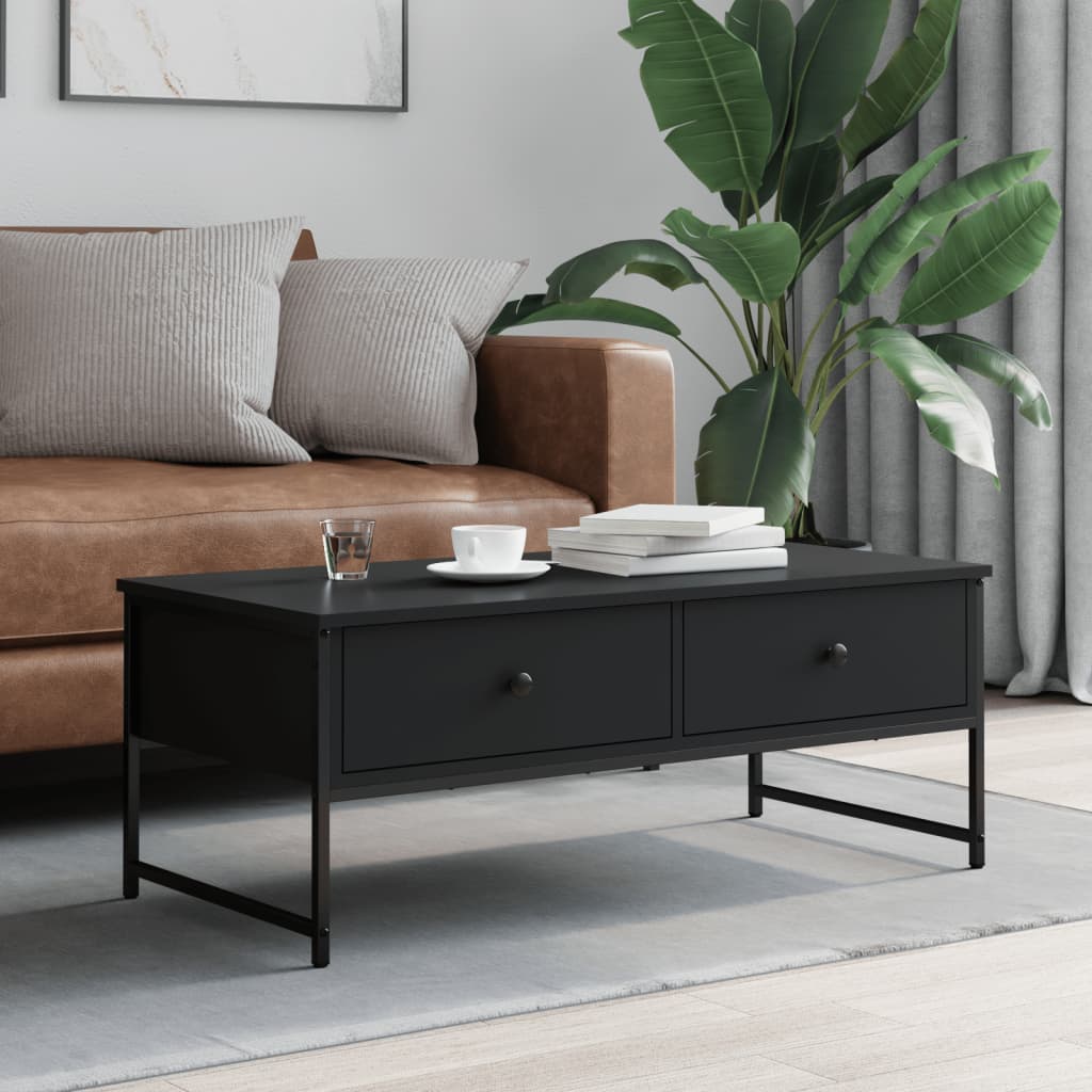 Salontafel 101x49x39,5 cm bewerkt hout zwart is nu te koop bij PeponiXL, paradijselijk wonen!