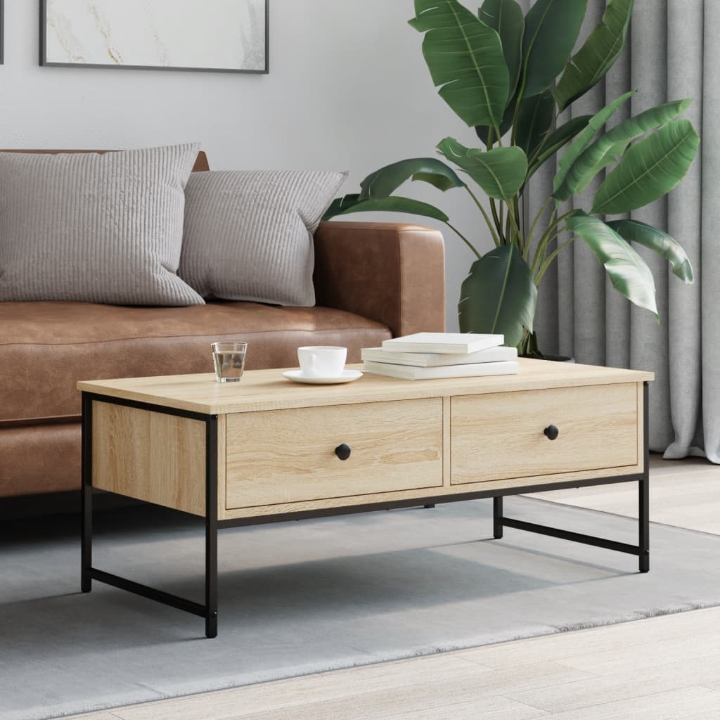 Salontafel 101x49x39,5 cm bewerkt hout sonoma eikenkleurig is nu te koop bij PeponiXL, paradijselijk wonen!