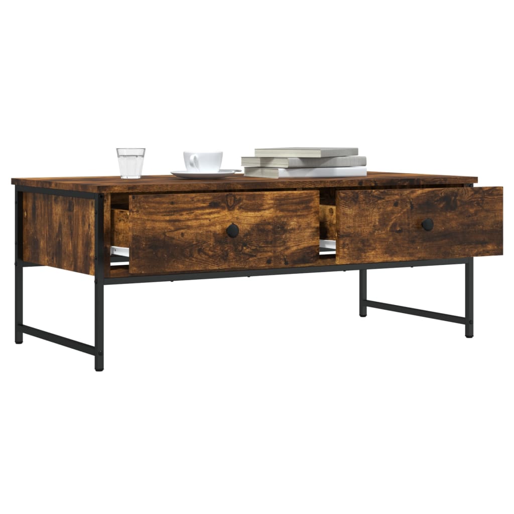 Salontafel 101x49x39,5 cm bewerkt hout gerookt eikenkleurig is nu te koop bij PeponiXL, paradijselijk wonen!