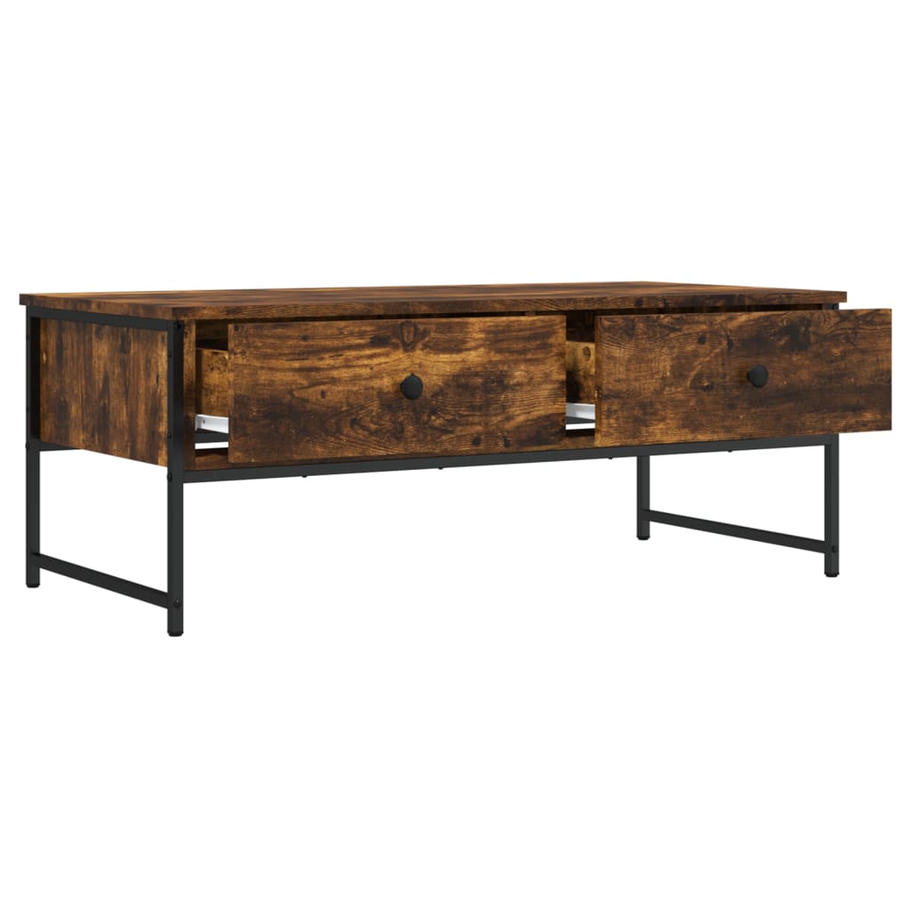 Salontafel 101x49x39,5 cm bewerkt hout gerookt eikenkleurig is nu te koop bij PeponiXL, paradijselijk wonen!