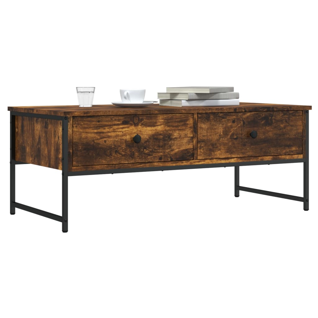 Salontafel 101x49x39,5 cm bewerkt hout gerookt eikenkleurig is nu te koop bij PeponiXL, paradijselijk wonen!