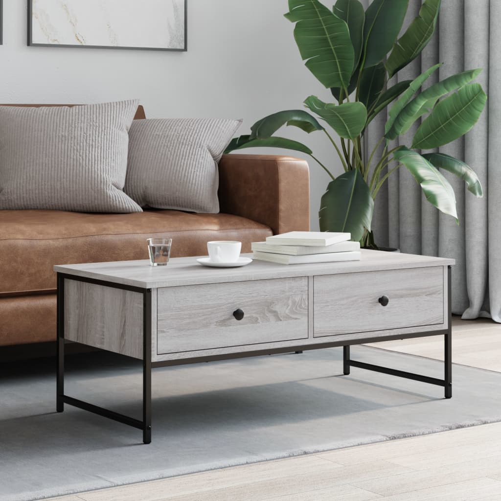 Salontafel 101x49x39,5 cm bewerkt hout grijs sonoma eikenkleur is nu te koop bij PeponiXL, paradijselijk wonen!