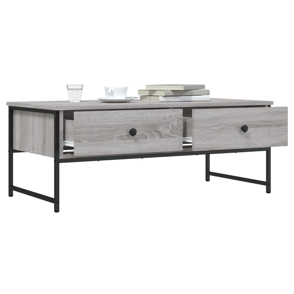 Salontafel 101x49x39,5 cm bewerkt hout grijs sonoma eikenkleur is nu te koop bij PeponiXL, paradijselijk wonen!