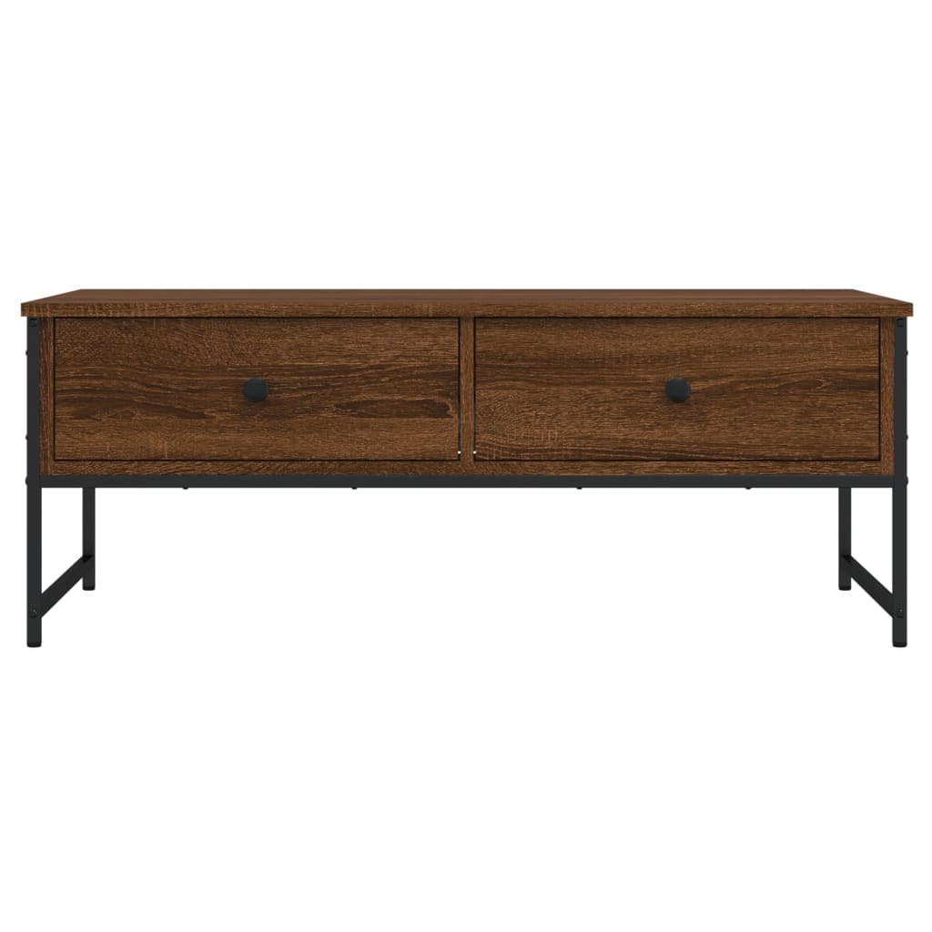 Salontafel 101x49x39,5 cm bewerkt hout bruin eikenkleur is nu te koop bij PeponiXL, paradijselijk wonen!