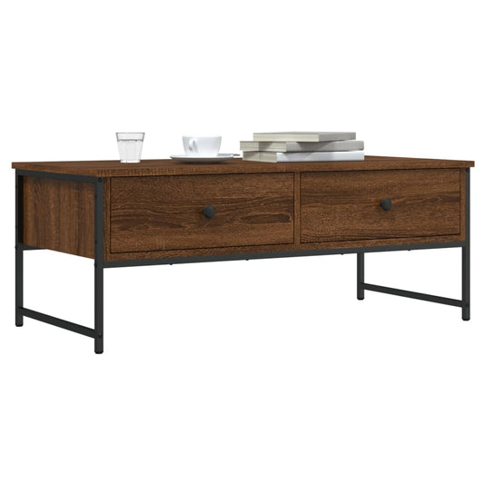 Salontafel 101x49x39,5 cm bewerkt hout bruin eikenkleur is nu te koop bij PeponiXL, paradijselijk wonen!