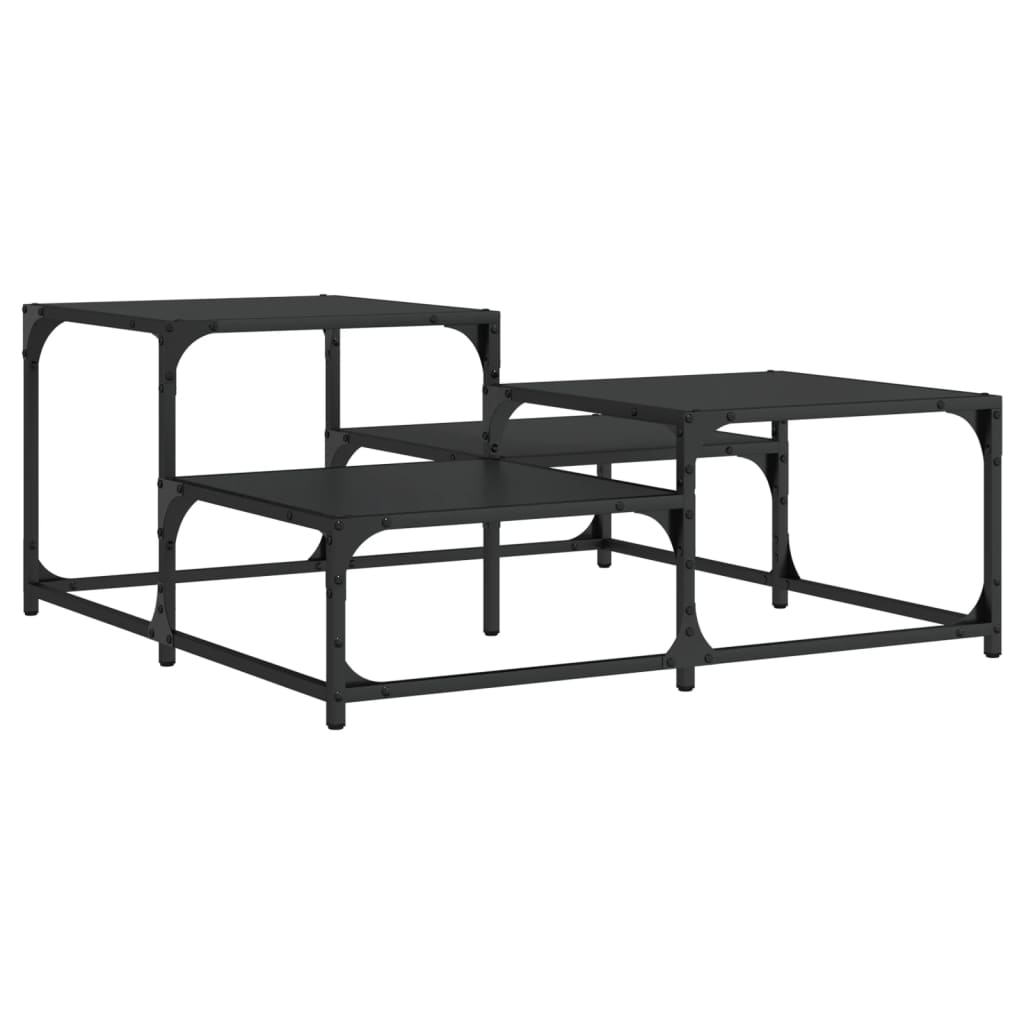 Salontafel 87,5x87,5x40 cm bewerkt hout zwart is nu te koop bij PeponiXL, paradijselijk wonen!