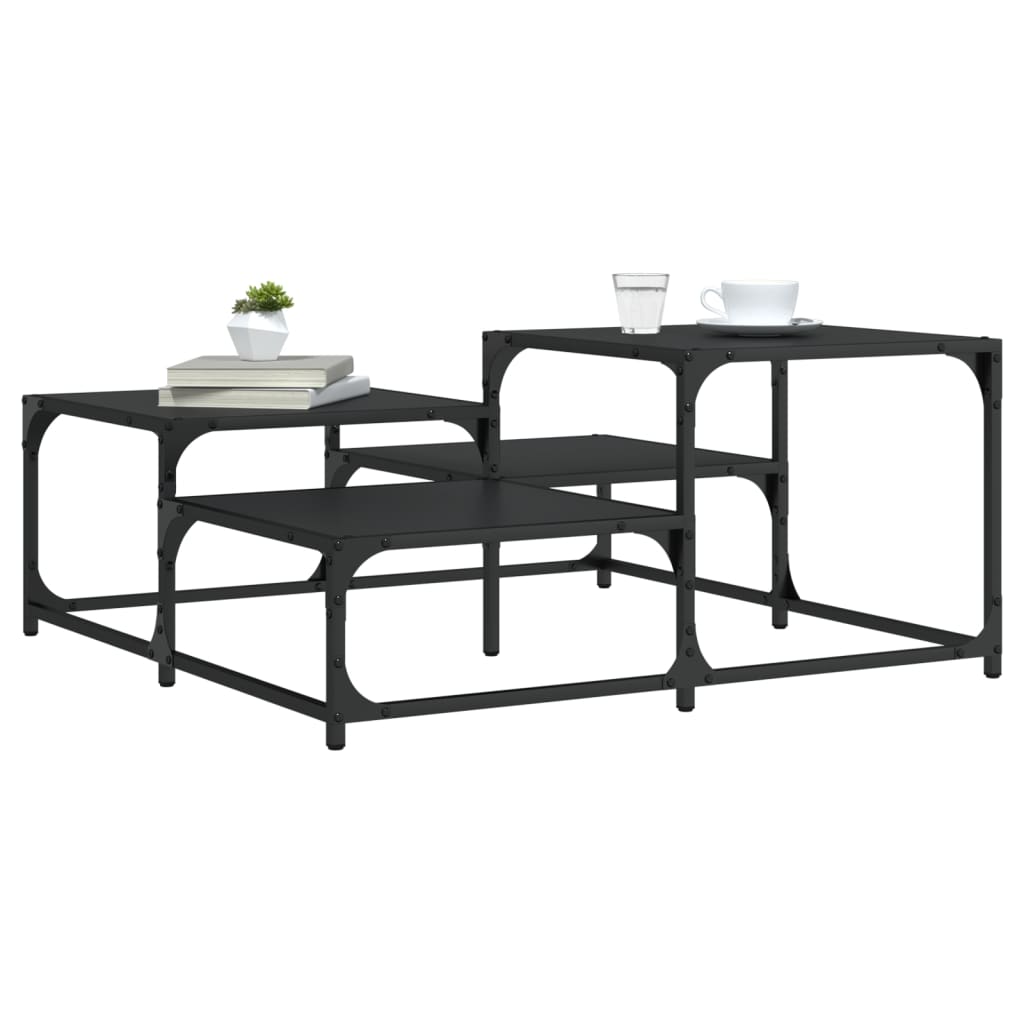 Salontafel 87,5x87,5x40 cm bewerkt hout zwart is nu te koop bij PeponiXL, paradijselijk wonen!