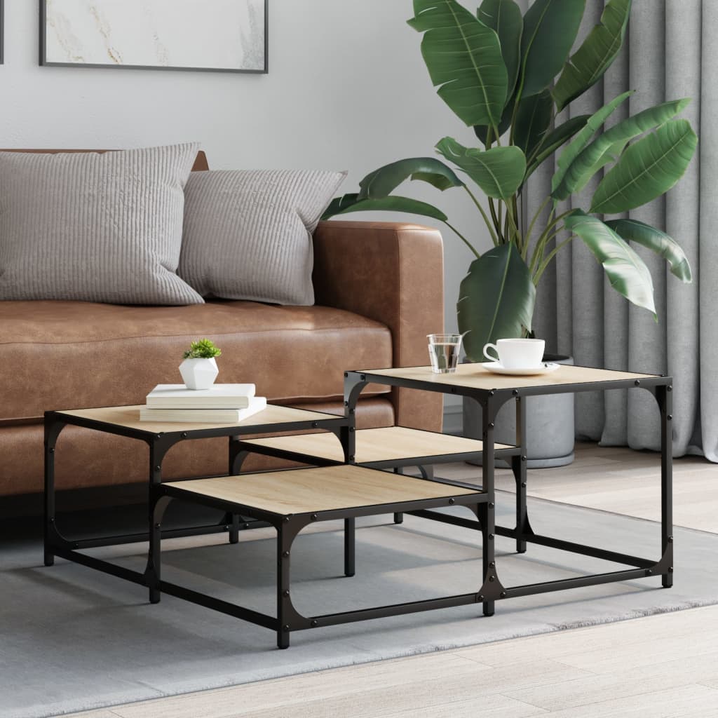 Salontafel 87,5x87,5x40 cm bewerkt hout sonoma eikenkleurig is nu te koop bij PeponiXL, paradijselijk wonen!
