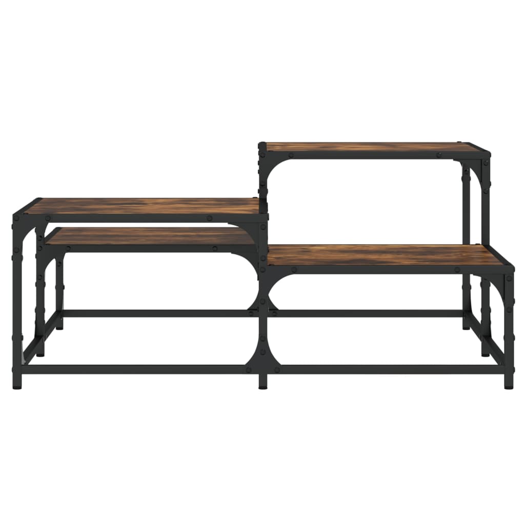Salontafel 87,5x87,5x40 cm bewerkt hout gerookt eikenkleurig is nu te koop bij PeponiXL, paradijselijk wonen!