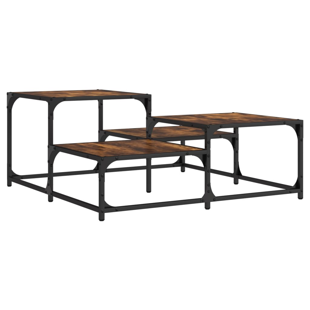 Salontafel 87,5x87,5x40 cm bewerkt hout gerookt eikenkleurig is nu te koop bij PeponiXL, paradijselijk wonen!