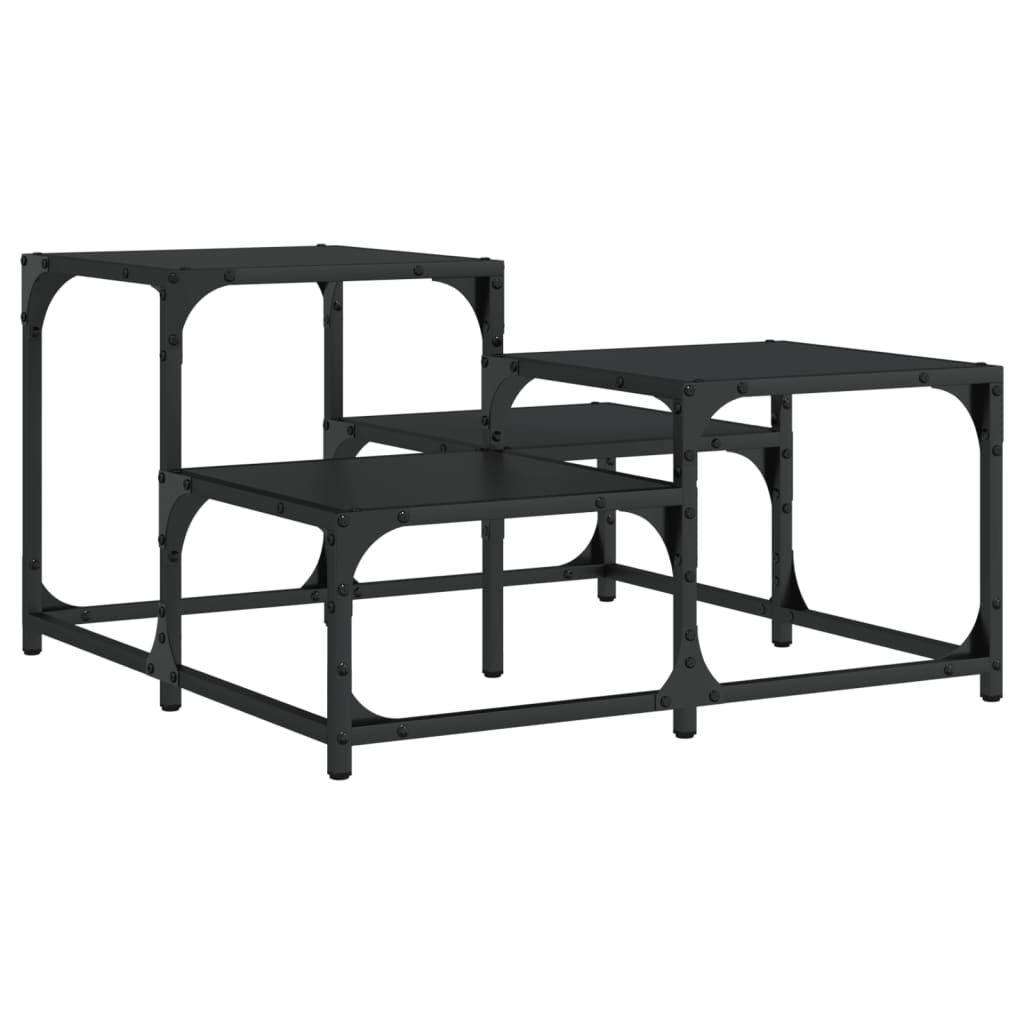 Salontafel 68x68x40 cm bewerkt hout zwart is nu te koop bij PeponiXL, paradijselijk wonen!