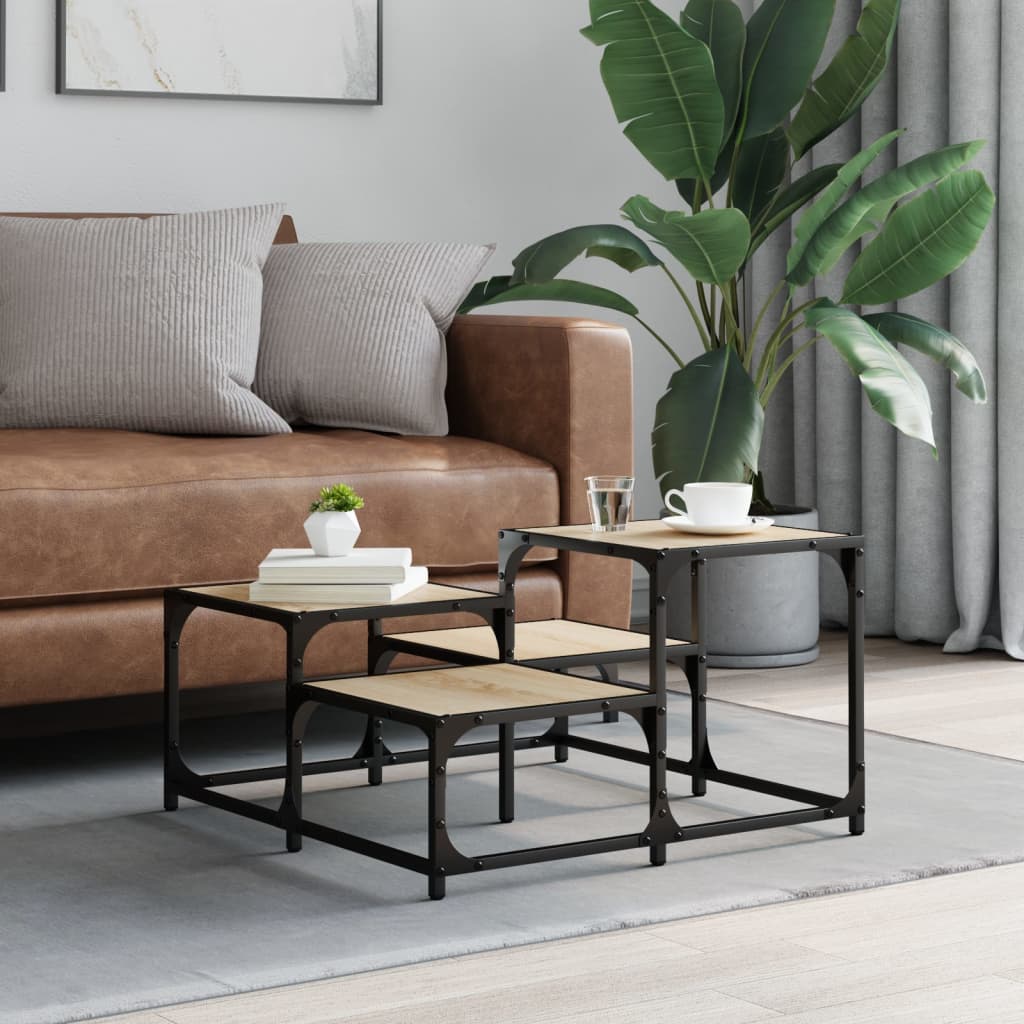 Salontafel 68x68x40 cm bewerkt hout sonoma eikenkleurig is nu te koop bij PeponiXL, paradijselijk wonen!