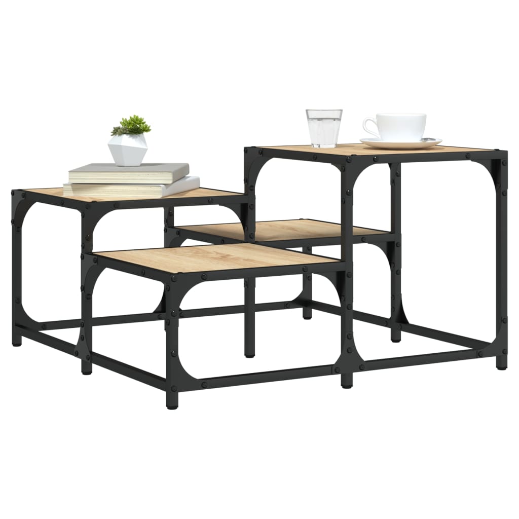 Salontafel 68x68x40 cm bewerkt hout sonoma eikenkleurig is nu te koop bij PeponiXL, paradijselijk wonen!