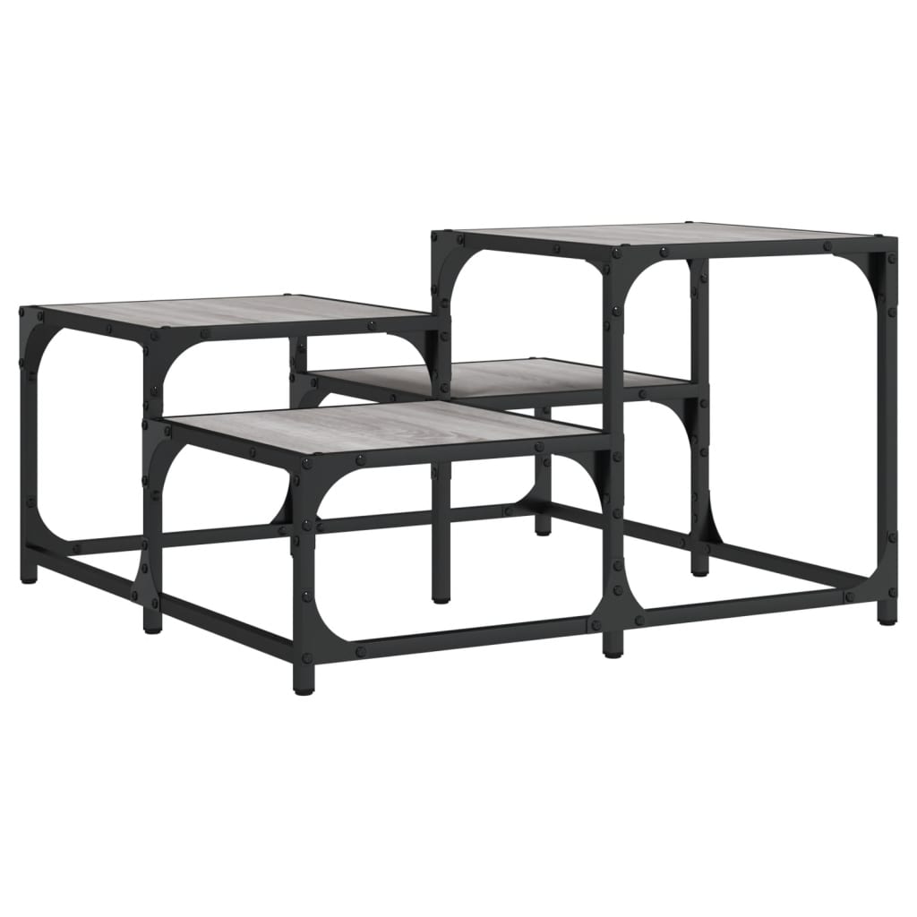 Salontafel 68x68x40 cm bewerkt hout grijs sonoma eikenkleurig is nu te koop bij PeponiXL, paradijselijk wonen!