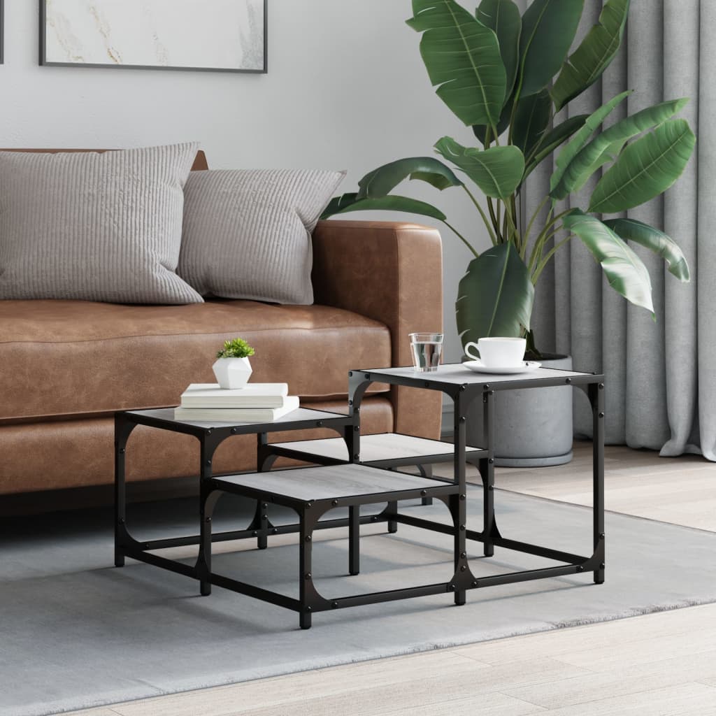 Salontafel 68x68x40 cm bewerkt hout grijs sonoma eikenkleurig is nu te koop bij PeponiXL, paradijselijk wonen!
