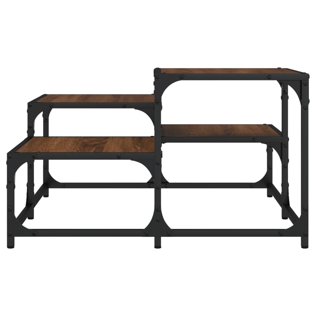 Salontafel 68x68x40 cm bewerkt hout bruin eikenkleur is nu te koop bij PeponiXL, paradijselijk wonen!