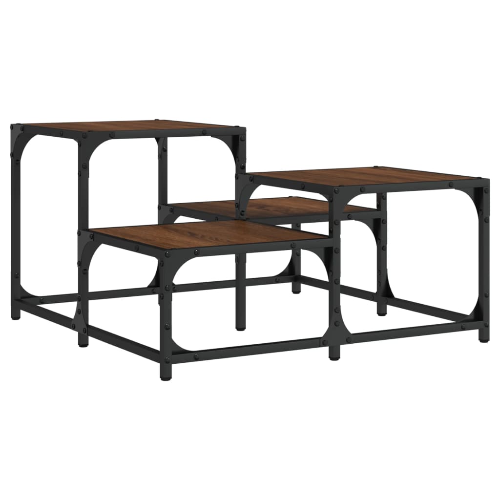 Salontafel 68x68x40 cm bewerkt hout bruin eikenkleur is nu te koop bij PeponiXL, paradijselijk wonen!